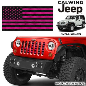 07-18y ジープ ラングラー JK | グリルインサート OLD GLORY USフラッグ ピンク アンダーザサンインサート