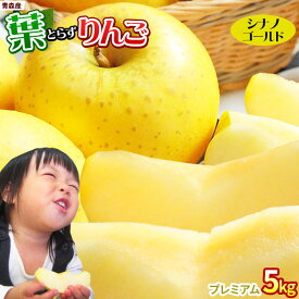 エントリーでポイント5倍 葉っぱの影は甘さのサイン 【葉とらずりんご シナノゴールド5kg プレミアム】 贈答用（14〜18玉) 本場青森 ゴールド農園 送料無料 ゴールド農園 りんご リンゴ 青森りんご ギフト [※産地直送のため同梱不可] 「GOLD」