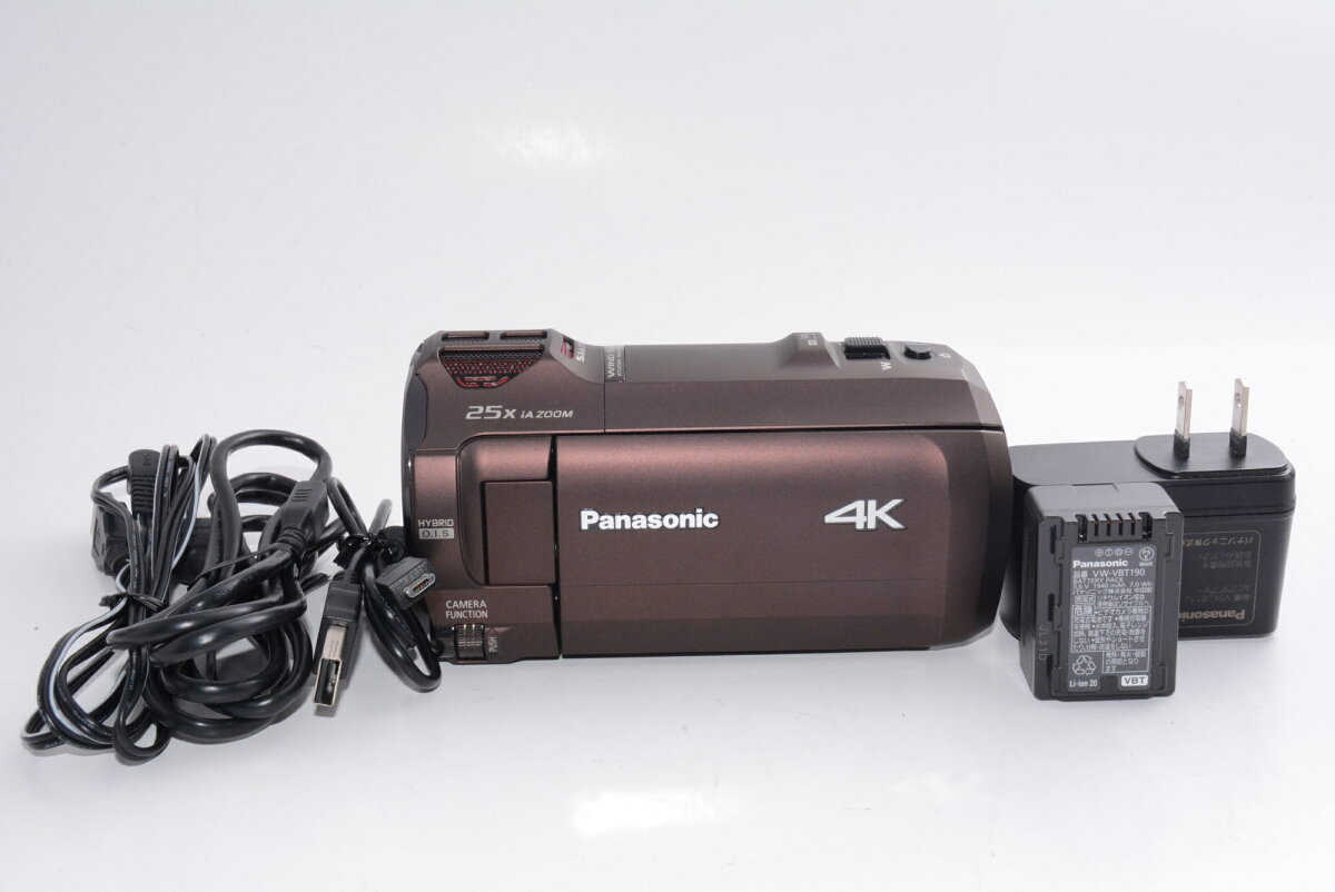 中古】パナソニック 4K ビデオカメラ 64GB 光学20倍ズーム カカオ 