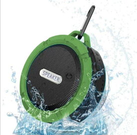 防水 スピーカー bluetooth 吸盤 フック付 ワイヤレス グリーン