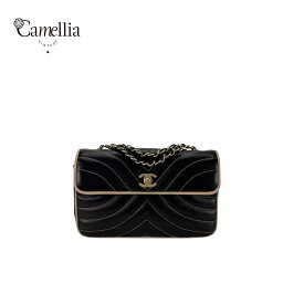 【中古】 CHANEL シャネル マトラッセ Vステッチ チェーンショルダーバッグ ラムスキン ブラック ゴールド金具