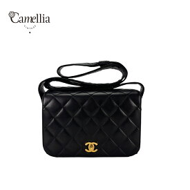 【中古】 CHANEL シャネル マトラッセ ココマーク ショルダーバッグ ラムスキン ブラック ゴールド金具
