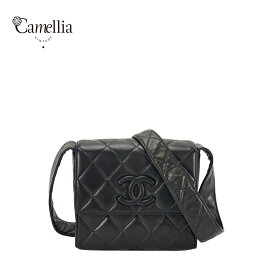 【中古】 CHANEL シャネル マトラッセ ココマーク ショルダーバッグ ラムスキン ブラック 黒金具