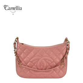 【中古】CHANEL シャネル ココマーク マトラッセ チェーンショルダーバッグ キャビアスキン ピンク ゴールド金具 A20993