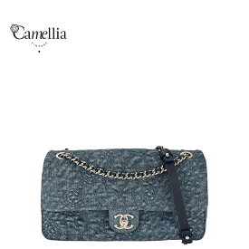 【中古】 CHANEL シャネル マトラッセ チェーンショルダーバッグ デニム ブルー シルバー金具 カメリア刺繍