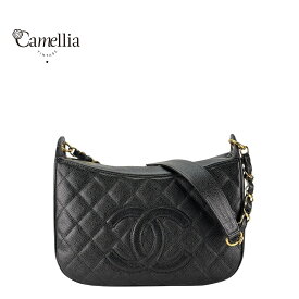 【中古】 CHANEL シャネル マトラッセ 三日月 ワンショルダーバッグ キャビアスキン ブラック ゴールド金具