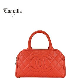【中古】 CHANEL シャネル ミニボストン 30ハンドバッグ キャビアスキン オレンジ