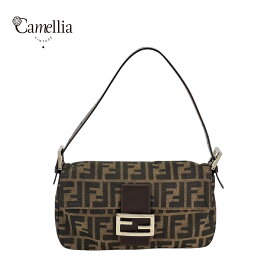【中古】 FENDI フェンディ ズッカ バゲット ハンドバッグ キャンバス ブラウン シルバー金具