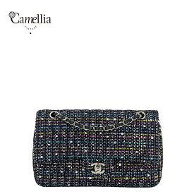 【中古】 CHANEL シャネル マトラッセ25 ダブルフラップ ショルダーバッグ マルチカラー ツイード シルバー金具