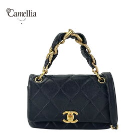 【中古】 CHANEL シャネル スモール マトラッセ 2Way チェーン ショルダー ハンドバッグ ラムスキン レザー ブラック ゴールド金具 AS2387