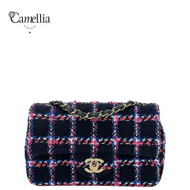 【中古】 CHANEL シャネル 24Pミニクラシック チェーンショルダーバッグ ブラックマルチカラー ゴールド⾦具 ツイード HH800T74