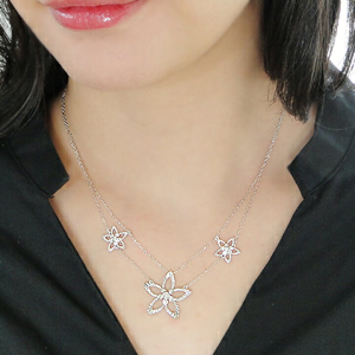 楽天市場】K18WG 0.3ct ダイヤモンド ステーションネックレス 