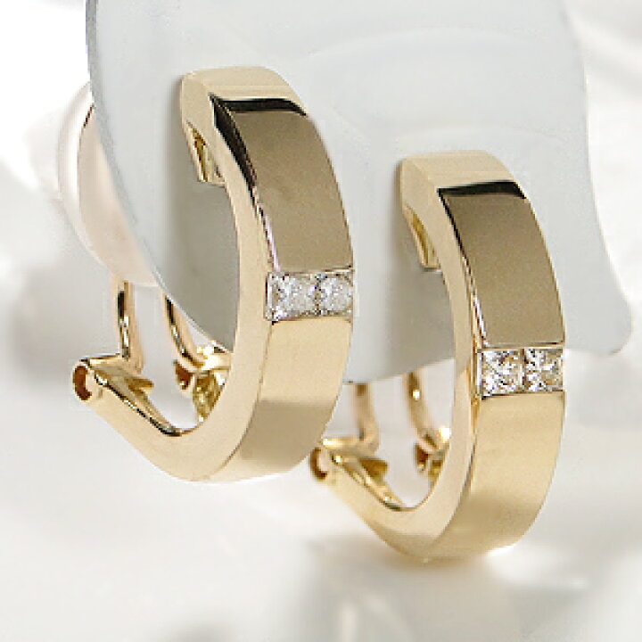 楽天市場】k18YG/WG【0.16ct】プリンセス ダイヤモンド 2WAY ピアス 