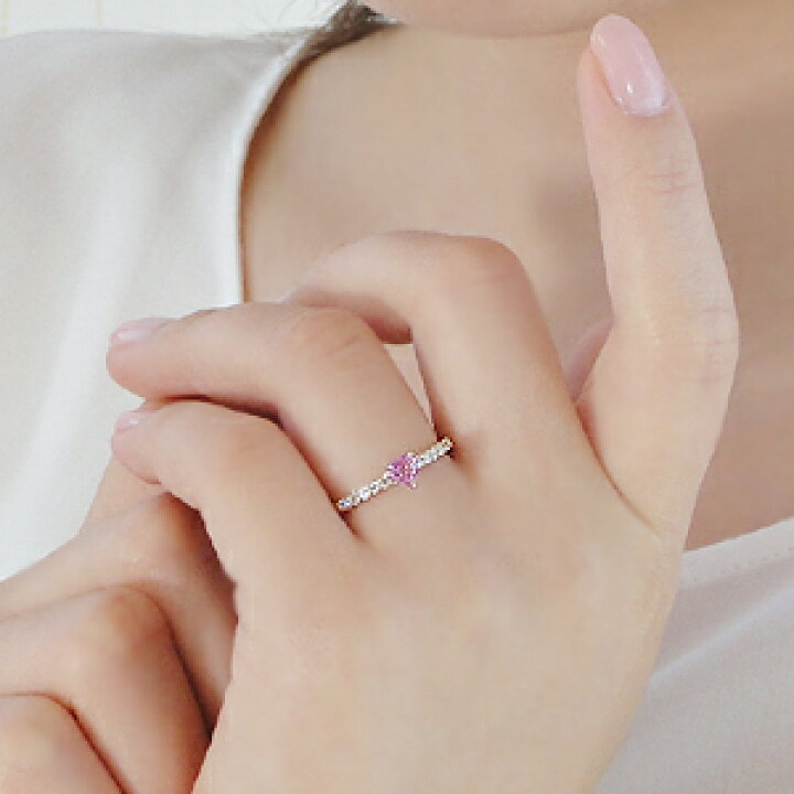 楽天市場】k18PG ハートシェイプ リング ピンクサファイア  