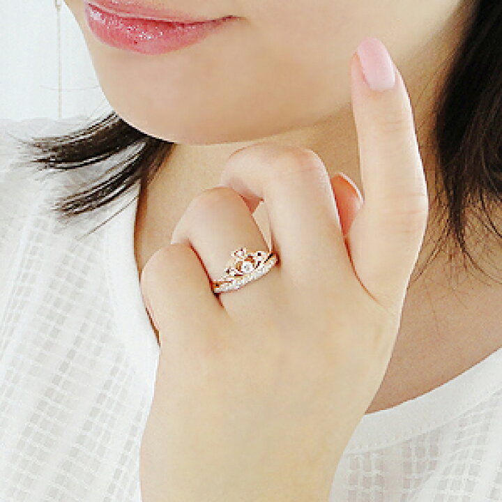 楽天市場】K18PG【0.28ct】ダイヤモンドティアラリング【無色透明】【H 