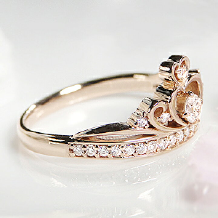 楽天市場】K18PG【0.28ct】ダイヤモンドティアラリング【無色透明】【H 