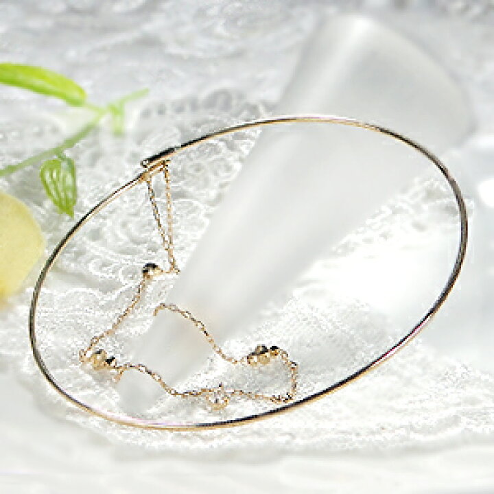 楽天市場】K18バングル ブレスレット 2連 ダイヤモンド 形状記憶  