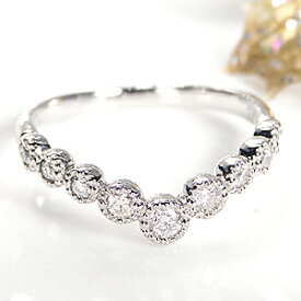 Pt900 ダイヤモンド ミル打ち エタニティ リング【0.28ct】【無色透明】【H−SIクラス】プラチナ ダイヤモンドリング ダイヤリング ダイアモンドリング ダイアリング 指輪 ハーフエタニティ 人気 V ミル打ち クラシカル アンティーク 品質保証書 刻印無料 送料無料