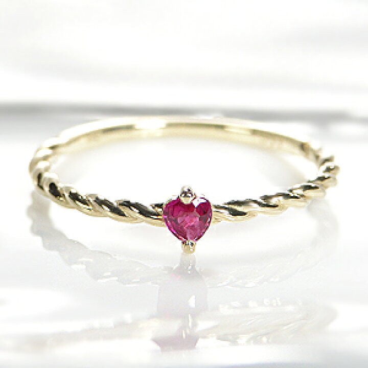 楽天市場】K18YG ハートシェイプ ルビー ツイスト リング 指輪 ルビー  