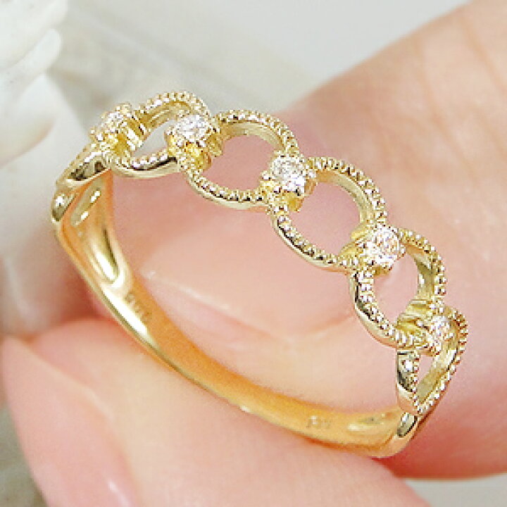 楽天市場】ピンキー対応 K18YG ダイヤモンド ミルうち リング【0.05ct 