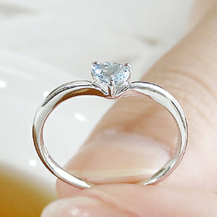 楽天市場】K18WG or Pt900ハートシェイプ アクアマリン リング【送料  