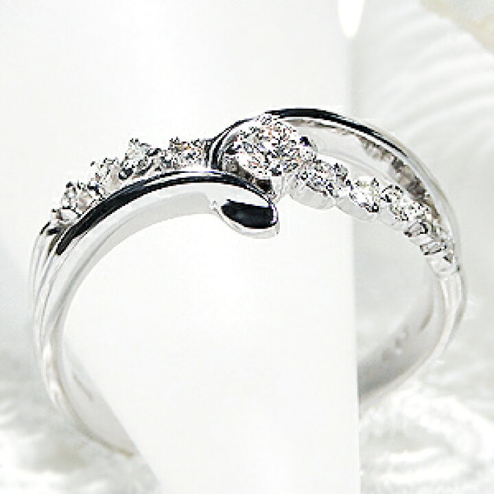 楽天市場】pt900【0.19ct】二連 ウエーブ ダイヤモンド リング【無色  