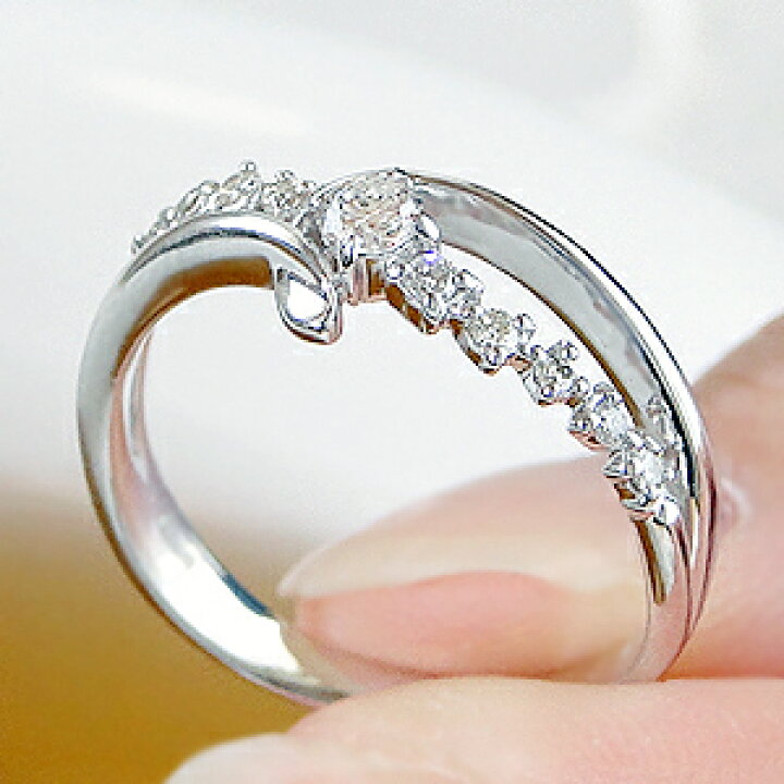 楽天市場】pt900【0.19ct】二連 ウエーブ ダイヤモンド リング【無色  