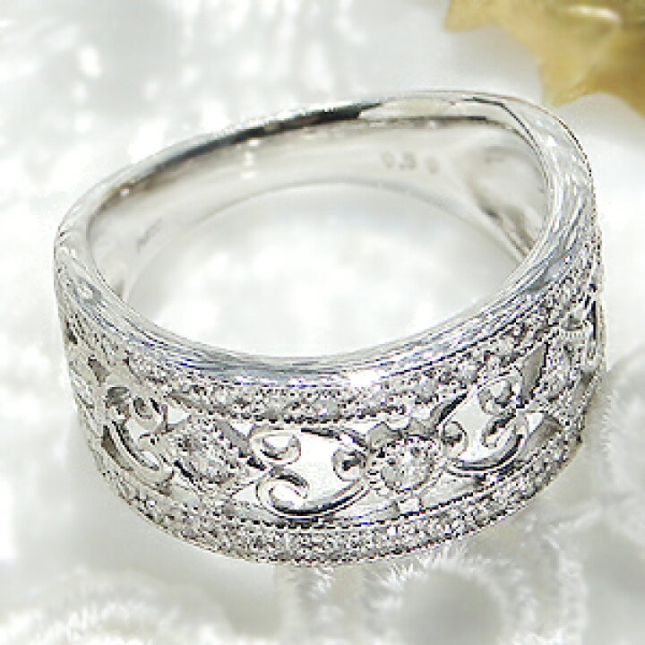 楽天市場】pt900【0.5ct】ダイヤモンド ミル打ち アンティーク リング 