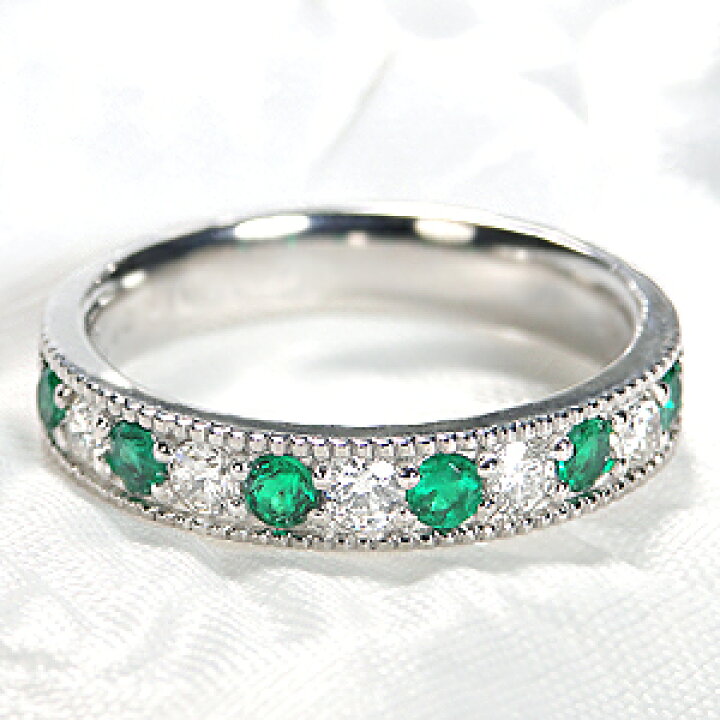 楽天市場】pt900 エメラルド ダイヤモンド エタニティ リング指輪  