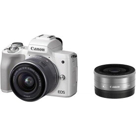 【中古】キヤノン Canon EOS Kiss M ホワイト ダブルレンズキット SDカード付き