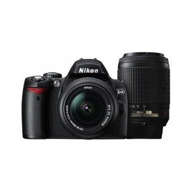 【中古】ニコン Nikon D40 ダブルズームキットII ブラック D40BWZII SDカード付き