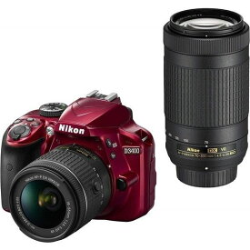 【中古】ニコン Nikon D3400 ダブルズームキット レッド D3400WZRD SDカード付き