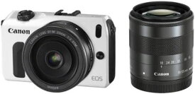 【中古】Canon ミラーレス一眼カメラ EOS M ダブルレンズキット EF-M18-55mm F3.5-5.6 IS STM/EF-M22mm F2 STM付属 ホワイト EOSMWH-WLK