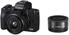 【アウトレット品】Canon ミラーレス一眼カメラ EOS Kiss M ダブルレンズキット ブラック EOSKISSMBK-WLK