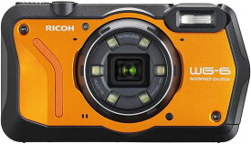 【中古】RICOH WG-6 オレンジ 本格防水カメラ 20メートル防水 耐衝撃 防塵 耐寒 2000万画素 4K動画対応 高性能GPS内蔵 水中専用マーメードモード搭載 高性能GPS・電子コンパス内蔵 仕事に使える「CALSモード」搭載