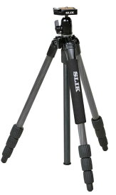 【中古】SLIK カーボン三脚 ライトカーボン E54 4段 ナットロック式 19mmパイプ径 自由雲台クイックシュー式 106976