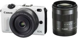 【中古】Canon ミラーレス一眼カメラ EOS M2 ダブルレンズキット(ホワイト) EF-M18-55mm F3.5-5.6 IS STM EF-M22mm F2 STM付属 EOSM2WH-WLK