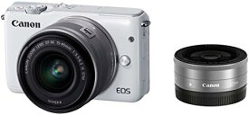 【中古】Canon ミラーレス一眼カメラ EOS M10 ダブルレンズキット(ホワイト) EF-M15-45mm F3.5-6.3 IS STM EF-M22mm F2 STM 付属 EOSM10WH-WLK