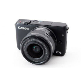 【6/1限定!全品P3倍】【中古】キヤノン Canon EOS M10 レンズキット ブラック 美品 SDカード付きストラップ付