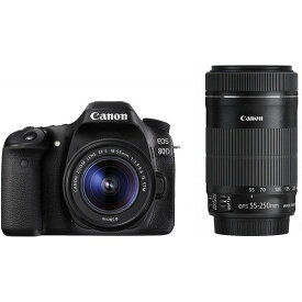 【中古】キヤノン Canon EOS 80D ダブルズームキット EF-S18-55 IS STM/EF-S55-250 IS STM付属 SDカード付き