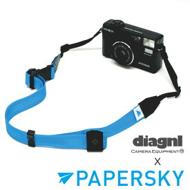 コラボモデル diagnl × PAPERSKY /ニンジャカメラストラップ Ninja Camera Strap 25mm幅 cyan blue(シアンブルー)カメラストラップ ミラーレス コンデジ ショルダーストラップ おしゃれ かわいい 斜めがけ 長さ調節