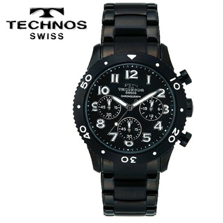楽天市場】TECHNOS テクノス メンズ クロノグラフ フルブラック 腕時計 