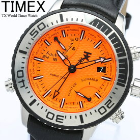 【BOX訳あり特価】タイメックス TX 腕時計 メンズ 600シリーズ ワールドタイム クロノグラフ クロノ 革ベルト ウォッチ ハイエンドタイプ ブランド ブラック オレンジ ティーエックス TIMEX T3C447