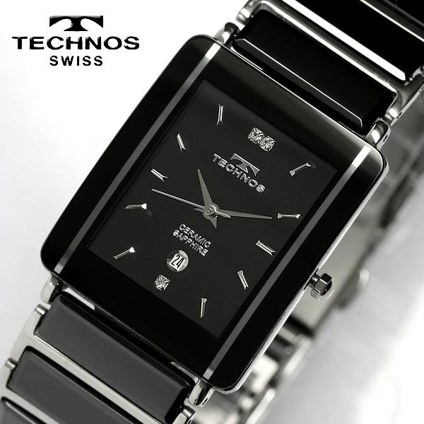 TECHNOS テクノス 腕時計 メンズ スクエア セラミック サファイアガラス ブラック ゴールド ブランド 人気 TSM903TB |  CAMERON