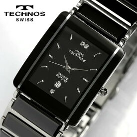 TECHNOS テクノス 腕時計 メンズ スクエア セラミック サファイアガラス ブラック ゴールド ブランド 人気 TSM903TB