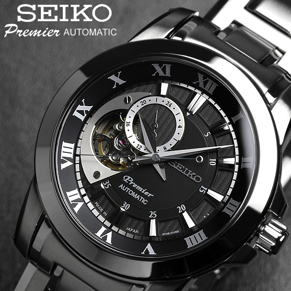【SEIKO Premier】 セイコー プルミエ 腕時計 メンズ 自動巻き スケルトン オートマティック ブラック SSA215J1 Men's  ウォッチ ブランド うでどけい | CAMERON