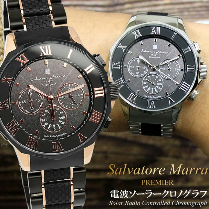 楽天市場 Salvatore Marra サルバトーレマーラ 電波 ソーラー 腕時計 メンズ クロノグラフ クロノ 電波受信 10気圧防水 ステンレス ラバー コンビベルト ウォッチ Sm Cameron
