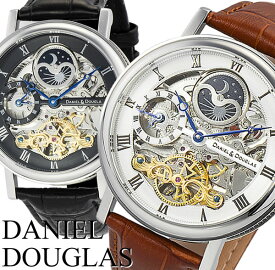 【送料無料】 【DANIEL DOUGLAS】 ダニエル・ダグラス オリジン サン&ムーン 自動巻き 革ベルト メンズ 腕時計 DD8806