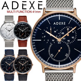 ADEXE アデクス MULTI FUNCTION 腕時計 ウォッチ クオーツ メンズ 男性用 スモールセコンド シンプル 41mm
