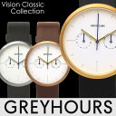 GREYHOURS グレイアワーズ グレーアワーズ 腕時計 ヴィジョンクラシック ユニセックス クオーツ 5気圧防水 曜日・日付表示 フランス製ラムレザー ステンレス GH-01 ギフト